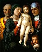 Andrea Mantegna Hl. Familie mit Hl. Elisabeth und Johannesknaben oil on canvas